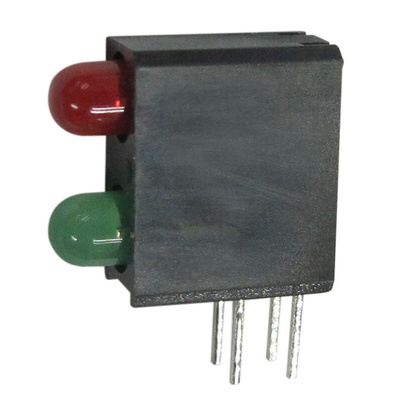 Kingbright L-710A8MD/1I1GD, Green & Red Right Angle PCB LED Indicator, 2 LEDs, Through Hole 2.5 V
