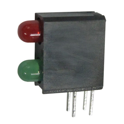 Kingbright L-710A8MD/1LI1LGD, Green & Red Right Angle PCB LED Indicator, 2 LEDs, Through Hole 2.5 V