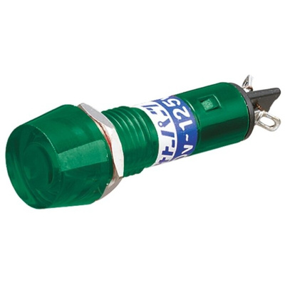 Sato Parts Green Neon Panel Mount Indicator, 100 → 125V ac, 10.2mm Mounting Hole Size, Solder Tab Termination