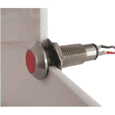 Marl Red Panel Mount Indicator, 110V ac, 8.1mm Mounting Hole Size, Solder Tab Termination