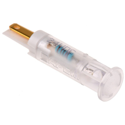 APEM White Panel Mount Indicator, 24V dc, 8mm Mounting Hole Size, Faston, Solder Lug Termination