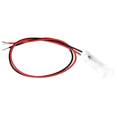 Apem White Panel Mount Indicator, 24V dc, 8mm Mounting Hole Size, Lead Wires Termination