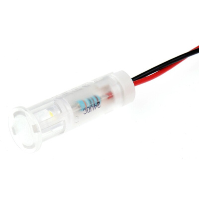 Apem White Panel Mount Indicator, 24V dc, 8mm Mounting Hole Size, Lead Wires Termination