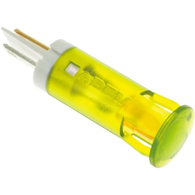 Apem Yellow Panel Mount Indicator, 220V ac, 10mm Mounting Hole Size, Faston, Solder Lug Termination