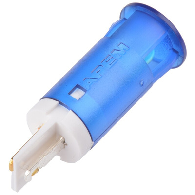 Apem Blue Panel Mount Indicator, 24V dc, 12mm Mounting Hole Size, Faston, Solder Lug Termination