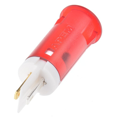 Apem Red Panel Mount Indicator, 110V ac, 12mm Mounting Hole Size, Faston, Solder Lug Termination