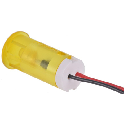 Apem Yellow Panel Mount Indicator, 220V ac, 12mm Mounting Hole Size, Lead Wires Termination