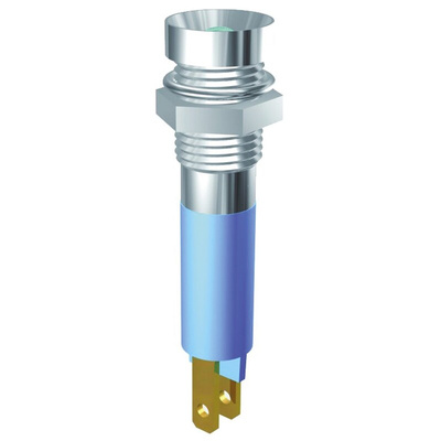 Signal Construct Blue Panel Mount Indicator, 12 → 14V, 8mm Mounting Hole Size, Solder Tab Termination