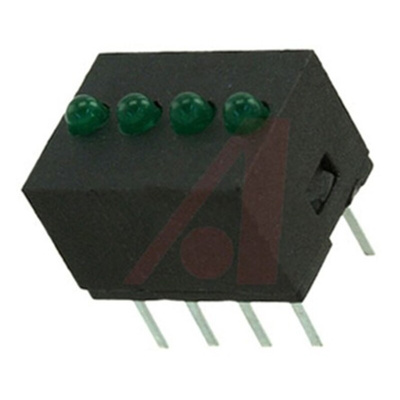 Dialight 555-5303F, Green PCB LED Indicator, 4 LEDs 2mm (T-3/4), Through Hole