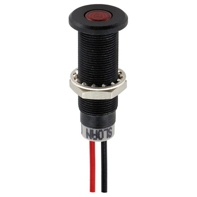 Sloan Red Panel Mount Indicator, 5 → 28V, 8.2 x 7.6mm Mounting Hole Size, Lead Wires Termination, IP68