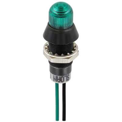 Sloan Green Panel Mount Indicator, 5 → 28V dc, 8.2mm Mounting Hole Size, Lead Wires Termination, IP68