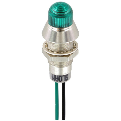 Sloan Green Panel Mount Indicator, 5 → 28V dc, 8.2mm Mounting Hole Size, Lead Wires Termination, IP68