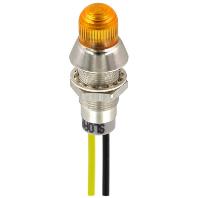 Sloan Yellow Panel Mount Indicator, 5 → 28V dc, 8.2mm Mounting Hole Size, Lead Wires Termination, IP68