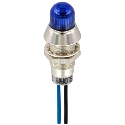 Sloan Blue Panel Mount Indicator, 5 → 28V dc, 8.2mm Mounting Hole Size, Lead Wires Termination, IP68