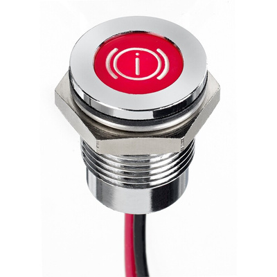 APEM Red Panel Mount Indicator, 12V dc, 14mm Mounting Hole Size, Lead Wires Termination, IP67