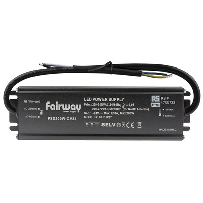 RS PRO LED Driver, 24V Output, 200W Output, 8.33A Output, Constant Voltage