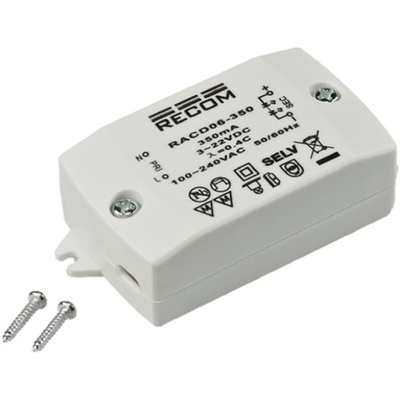 Recom LED Driver, 3 → 24V dc Output, 6W Output, 350mA Output, Constant Current / Constant Voltage