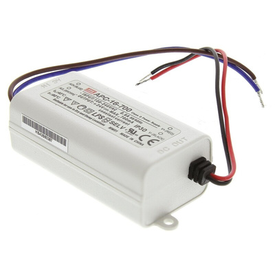 MEAN WELL LED Driver, 9 → 24V Output, 16.8W Output, 700mA Output, Constant Current