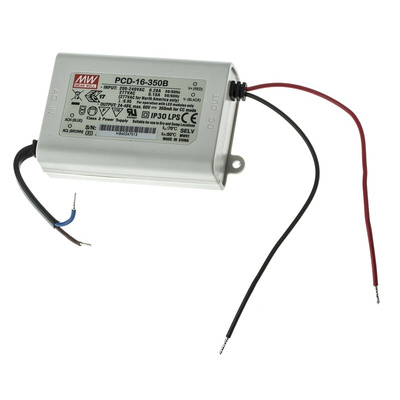 MEAN WELL LED Driver, 24 → 48V Output, 16.8W Output, 350mA Output, Constant Current Dimmable