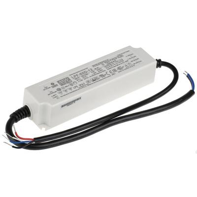 MEAN WELL LED Driver, 12V Output, 60W Output, 5A Output, Constant Voltage Dimmable