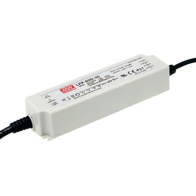 MEAN WELL LED Driver, 48V Output, 60W Output, 1.25A Output, Constant Voltage Dimmable