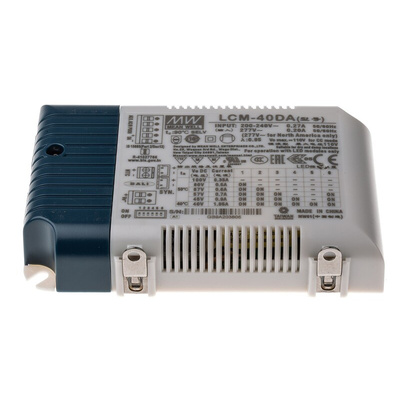 MEAN WELL LED Driver, 2 → 100V Output, 42W Output, 1.05 A, 350 mA, 500 mA, 600 mA, 700 mA, 900 mA Output,