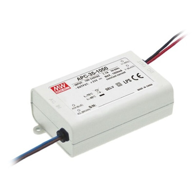 MEAN WELL LED Driver, 15 → 50V Output, 35W Output, 700mA Output, Constant Current