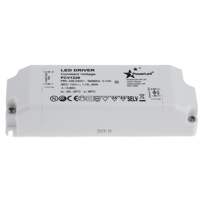 PowerLED LED Driver, 12V Output, 20W Output, 0 → 1.7A Output, Constant Voltage
