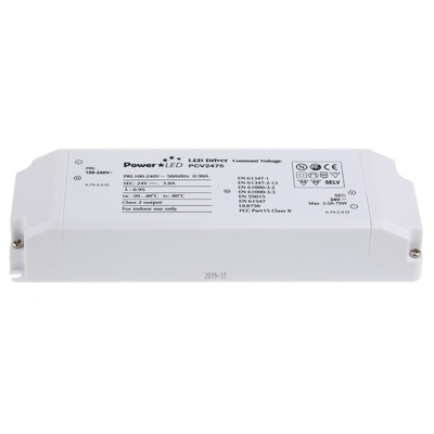 PowerLED LED Driver, 24V Output, 75W Output, 3.15A Output, Constant Voltage