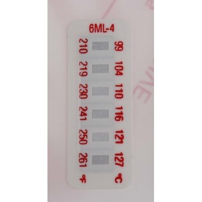 RS PRO Non-Reversible Temperature Sensitive Label, 99°C to 127°C, 6 Levels
