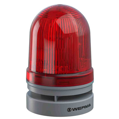 Werma EvoSIGNAL Midi Series Red Sounder Beacon, 12 V dc, IP66, Base Mount, 110dB at 1 Metre