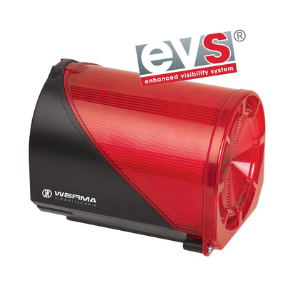 Werma 444 Series Red Sounder Beacon, 24 V, IP65, Base Mount, Wall Mount, 114dB at 1 Metre