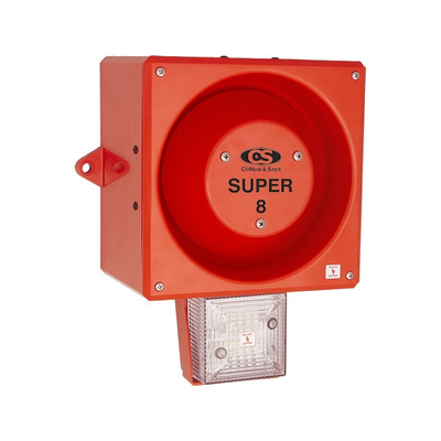 Clifford & Snell YL80 Hi Vis Series Clear Sounder Beacon, 230 V ac, IP66, Wall or Bulkhead, 120dB at 1 Metre