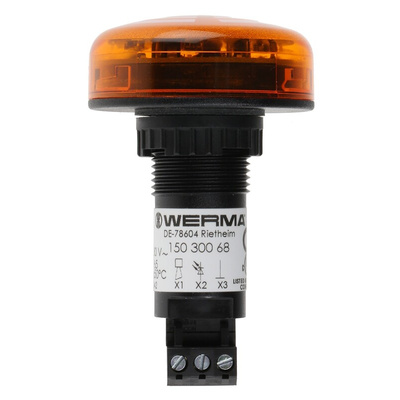 Werma 150 Series Yellow Buzzer Beacon, 230 V ac, IP65, Panel Mount, 80dB at 1 Metre
