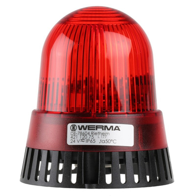 Werma 421 Series Red Sounder Beacon, 24 V ac/dc, IP65, Surface Mount, 105dB at 1 Metre