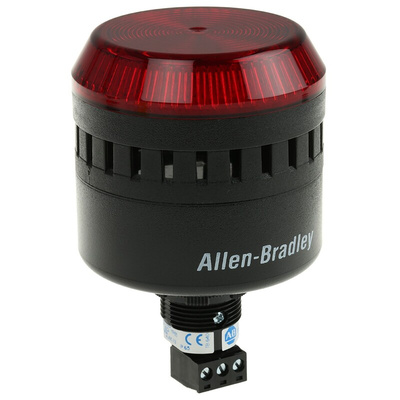 Allen Bradley 855PC Series Red Sounder Beacon, 24 V ac/dc, Panel Mount, 103dB at 1 Metre