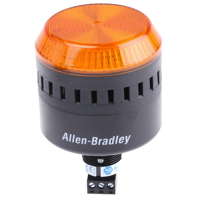 Allen Bradley 855PC Series Amber Sounder Beacon, 24 V ac/dc, Panel Mount, 103dB at 1 Metre