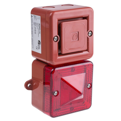 e2s SONFL1X-HO Series Red Sounder Beacon, 24 V dc, IP66, Surface Mount, 100dB at 1 Metre