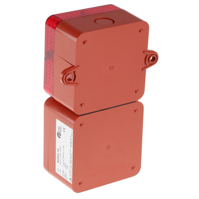 e2s SONFL1X Series Red Sounder Beacon, 115 V ac, IP66, Surface Mount, 100dB at 1 Metre