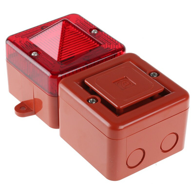 e2s SONFL1X Series Red Sounder Beacon, 115 V ac, IP66, Surface Mount, 100dB at 1 Metre