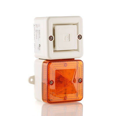 e2s SONFL1X-HO Series Amber Sounder Beacon, 24 V dc, IP66, Surface Mount, 100dB at 1 Metre