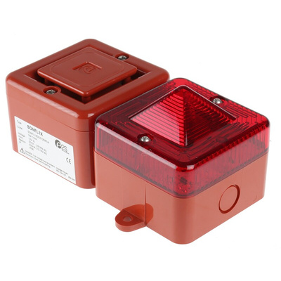 e2s SONFL1X-HO Series Red Sounder Beacon, 12 V dc, IP66, IP67, Surface Mount, 100dB at 1 Metre