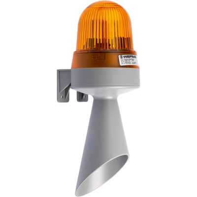 Werma 424 Series Yellow Horn Beacon, 24 V ac/dc, IP65, Surface Mount, 98dB at 1 Metre