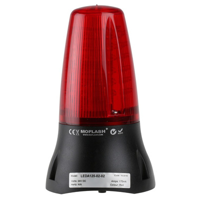 Moflash LEDA125 Series Red Buzzer Beacon, 24 V dc, IP65, Surface Mount, 90dB at 1 Metre