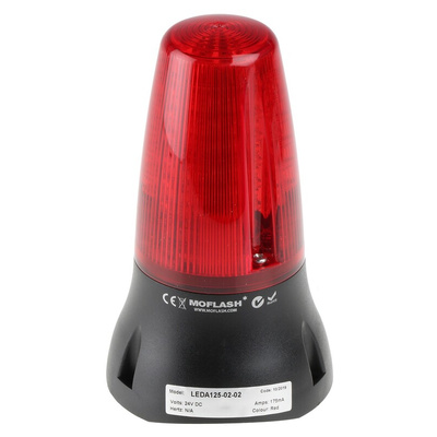 Moflash LEDA125 Series Red Buzzer Beacon, 24 V dc, IP65, Surface Mount, 90dB at 1 Metre