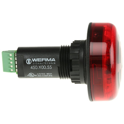 Werma 450 Series Red Buzzer Beacon, 24 V dc, IP65, Panel Mount, 80dB at 1 Metre