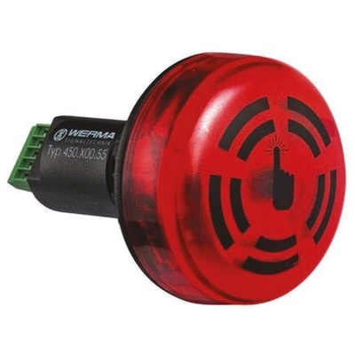 Werma 450 Series Red Buzzer Beacon, 30 V dc, Panel Mount, 80dB at 1 Metre