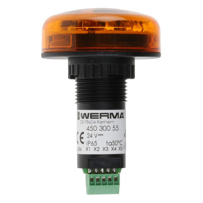 Werma 450 Series Yellow Buzzer Beacon, 24 V dc, IP65, Panel Mount, 80dB at 1 Metre