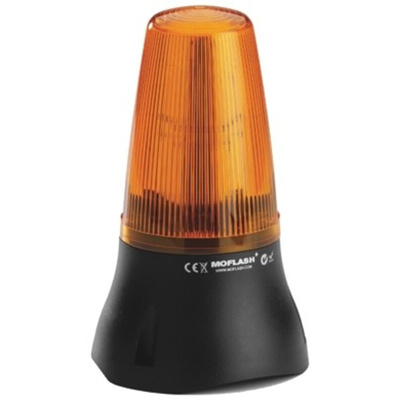 Moflash LEDA 125 Series Amber Buzzer Beacon, 115 V ac, IP65, Base Mount, 90dB at 1 Metre