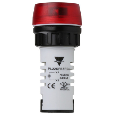 Carlo Gavazzi PL Series Red Buzzer Beacon, 24 V ac/dc, Panel Mount, 95dB at 1 Metre